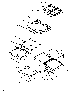 Shelving & Drawers Diagram and Parts List for SB520SW-P1185001WW  Amana Refrigerator