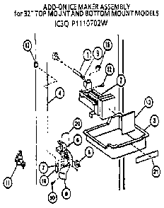 Icemaker- Ic3q P1110702w Diagram and Parts List for 85171-P1117102W  Amana Refrigerator