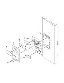 Dispenser Front Parts Diagram and Parts List for MFI2269VEW7  Maytag Refrigerator