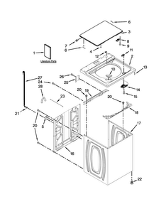 Top And Cabinet Parts Diagram and Parts List for 4KMVWC300BW0  Maytag Washer