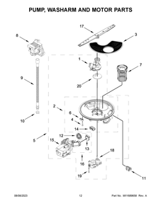 Pump, Washarm And Motor Parts Diagram and Parts List for MDTS4224PZ0  Maytag Dishwasher