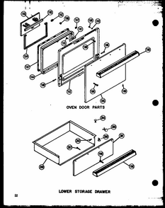 Oven Door Parts Diagram and Parts List for RVH-2 P72908-1M Amana Range Hood