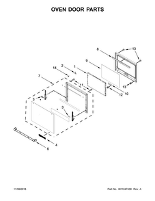 Oven Door Parts Diagram and Parts List for JMW3430HP00  Jenn-Air Microwave