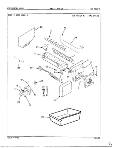 Ice Maker Diagram and Parts List for 21394-A  Admiral Refrigerator