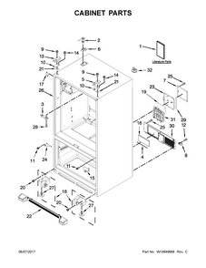 Cabinet Parts Diagram and Parts List for MFI2269DRM01  Maytag Refrigerator