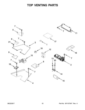 06 - Top Venting Parts Diagram and Parts List for JDRP430WP02  Jenn-Air Range