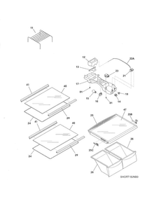 Shelves Diagram and Parts List for CRT182HNW0  Crosley Refrigerator