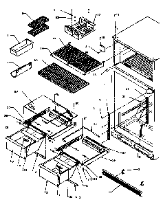 Cabinet Shelving Diagram and Parts List for TG18R2-P1181701WW  Amana Refrigerator