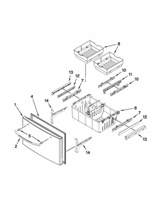 Freezer Door Parts Diagram and Parts List for MFI2269VEW7  Maytag Refrigerator