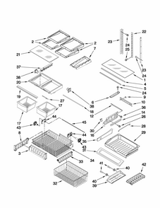 Shelf Parts Diagram and Parts List for G37025PEAW3  Maytag Refrigerator