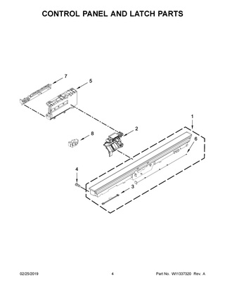 Control Panel And Latch Parts Diagram and Parts List for JDTSS244GM0  Maytag Dishwasher