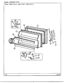 Freezer Door Diagram and Parts List for 79143-0A  Admiral Refrigerator