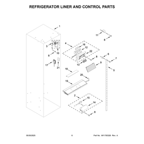 Refrigerator Liner And Control Parts Diagram and Parts List for JBSFS42NMX25  Jenn-Air Refrigerator