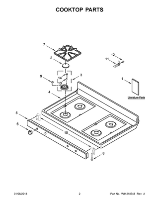 Cooktop Parts Diagram and Parts List for AGR6603SFS1  Maytag Range