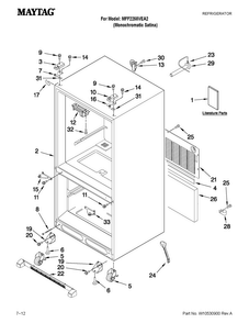 Cabinet Parts Diagram and Parts List for MFF2258VEA2  Maytag Refrigerator