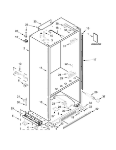 Cabinet Parts Diagram and Parts List for JB36NXFXLE00  Jenn-Air Refrigerator