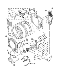 Bulkhead Parts Diagram and Parts List for NGD5700BW0  Amana Dryer