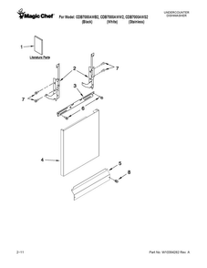 Door And Panel Parts Diagram and Parts List for CDB7000AWW2  Magic Chef Dishwasher