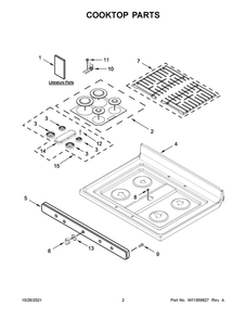 Cooktop Parts Diagram and Parts List for MGR7700LZ1  Maytag Range