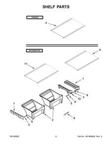 Shelf Parts Diagram and Parts List for ART318FFDW10  Amana Refrigerator