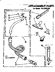 Attachment Parts Diagram and Parts List for 1162260180  Kenmore Canister Vacuum