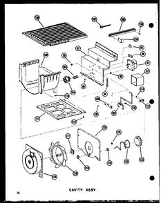 Cavity Assy Diagram and Parts List for SDI22N-P60201-65W  Amana Refrigerator