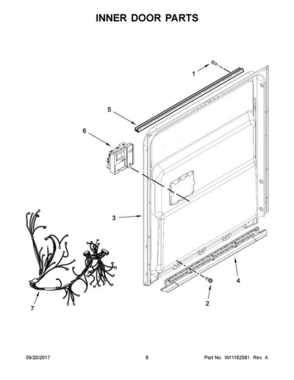 04 - Inner Door Parts Diagram and Parts List for JDB9200CWS3  Jenn-Air Dishwasher