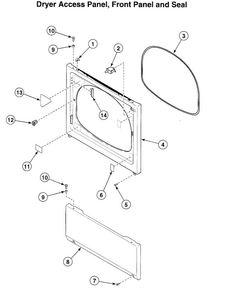 Dryer Fr Panel Diagram and Parts List for LTZA9AWN  Speed Queen Washer Dryer Combo