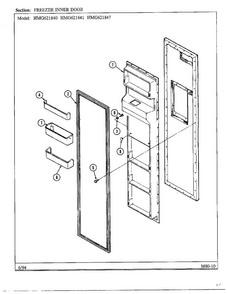 Freezer Inner Door Diagram and Parts List for 621841  Admiral Refrigerator