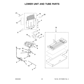 Lower Unit And Tube Parts Diagram and Parts List for JF36NXFXDE21  Jenn-Air Refrigerator