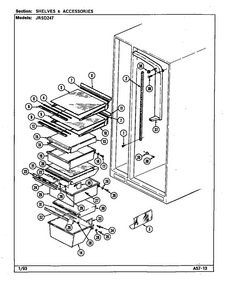 Shelves & Accessories Diagram and Parts List for JRSD247-DQ85A  Amana Refrigerator