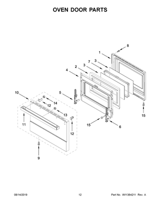 Oven Door Parts Diagram and Parts List for JGRP436HM00  Maytag Range