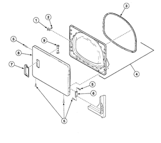 Door Assy Diagram and Parts List for SSE907QF1724  Speed Queen Dryer