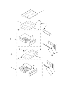 Refrigerator Shelf Parts Diagram and Parts List for JS48PPDUDB01  Jenn-Air Refrigerator