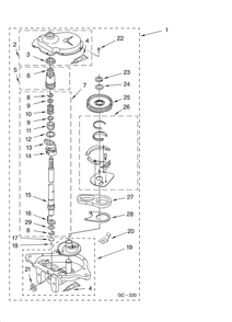 Gearcase Parts Diagram and Parts List for 7MMTM0340WW0  Maytag Washer