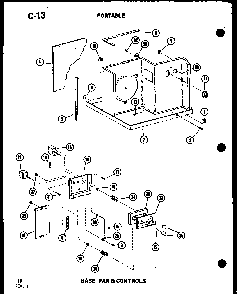 Portable Base Pan & Controls Diagram and Parts List for 8P-5AUMS P54972-30R Amana Air Conditioner