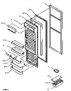 Refrigerator Door Diagram and Parts List for SS22NBW-P1162706WW  Amana Refrigerator