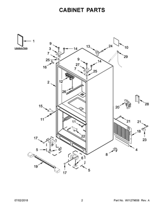 Cabinet Parts Diagram and Parts List for MFF2558FEZ02  Maytag Refrigerator