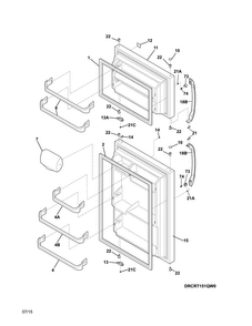 Doors Diagram and Parts List for CRT151QW1  Crosley Refrigerator