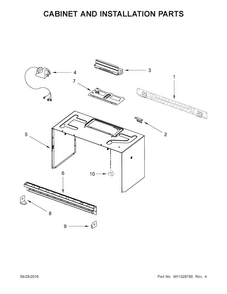 Cabinet And Installation Parts Diagram and Parts List for AMV1150VAS6  Amana Microwave