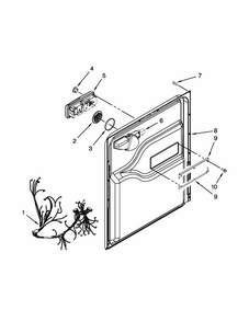 Door And Latch Parts Diagram and Parts List for MDBH980AWW0  Maytag Dishwasher