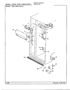 Fresh Food Compartment Diagram and Parts List for 22844-0A  Admiral Refrigerator