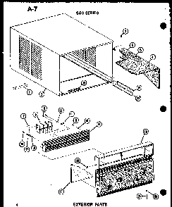 Exterior Parts Diagram and Parts List for 624-3HL P67119-27R Amana Air Conditioner