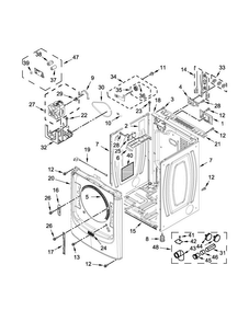 Cabinet Parts Diagram and Parts List for MED8150EW0  Maytag Dryer
