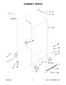 Cabinet Parts Diagram and Parts List for AZF33X20DW06  Amana Freezer