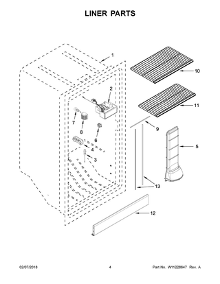 Liner Parts Diagram and Parts List for MZF34X20DW03  Maytag Freezer