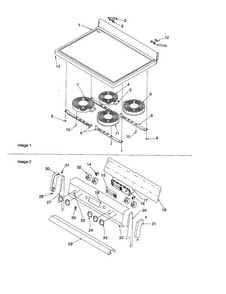 Maintop And Backguard Diagram and Parts List for ART6113E P1143688NE Amana Range