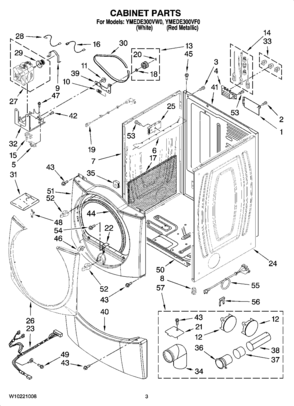 02 - CABINET PARTS Diagram and Parts List for YMEDE300VF0  Maytag Dryer