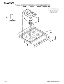 Part Location Diagram of W10249311 Whirlpool GRATE-BRNR