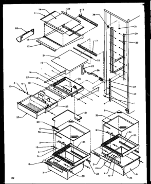 10 - REF SHELVING AND DRAWERS Diagram and Parts List for ELECREF  Maytag Refrigerator
